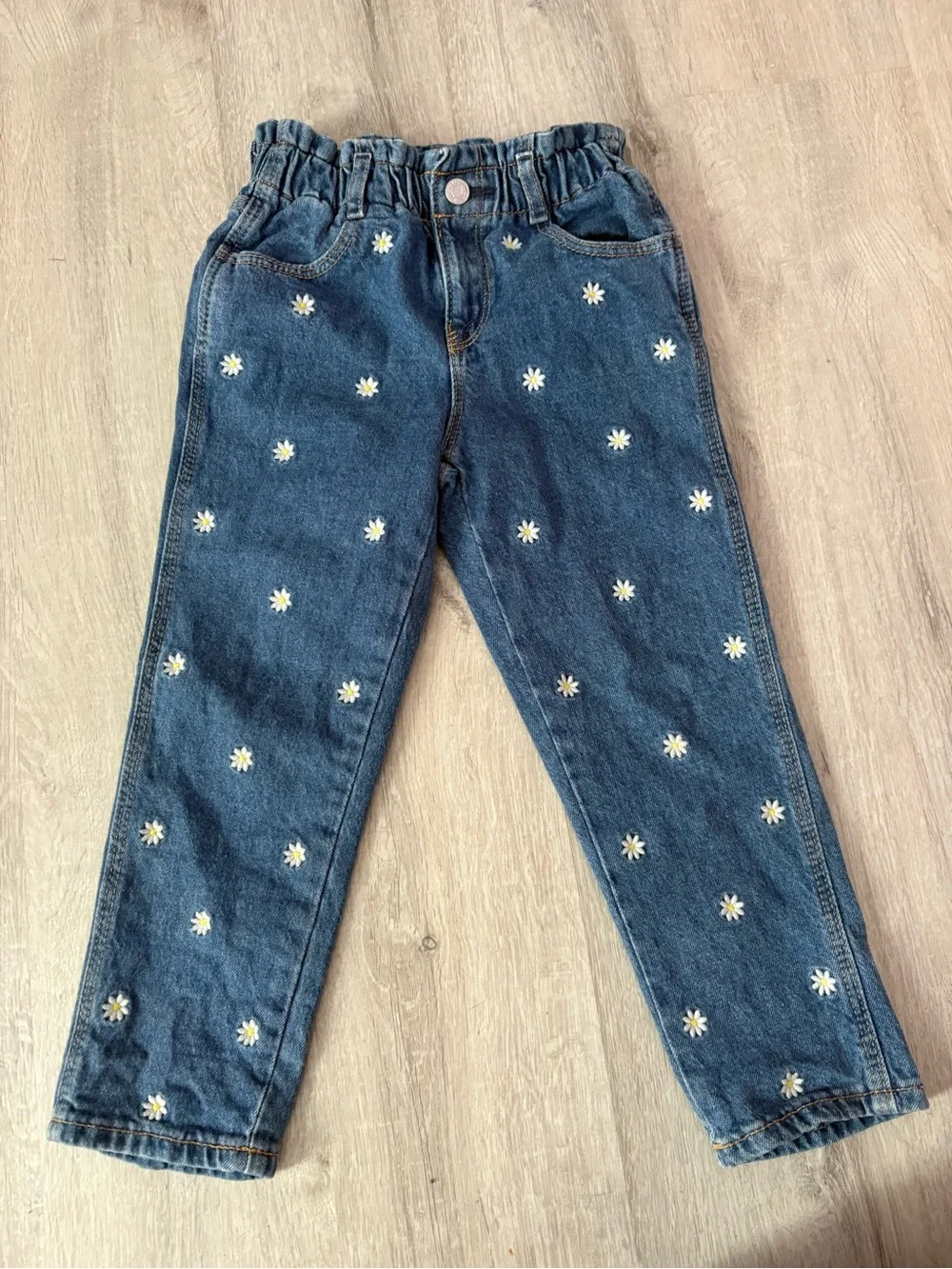 GAP Dark Blue Denim Jeans with White Daisy Embroidery